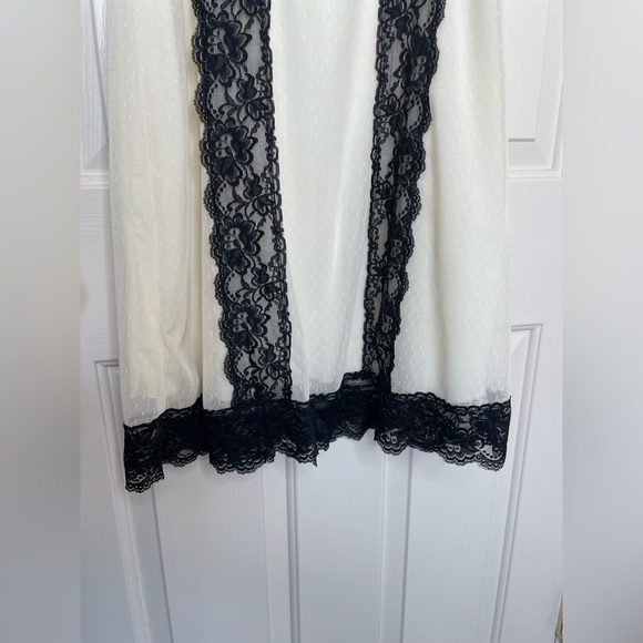 Vintage empire waist sheer cap sleeve cream & black lace Victorian Y2K dress | L - Picture 7 of 16